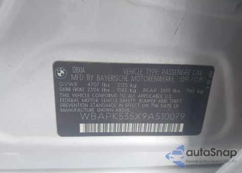 2009 BMW 328I xDrive z USA, uszkodzony, nr VIN WBAPK535X9A510079